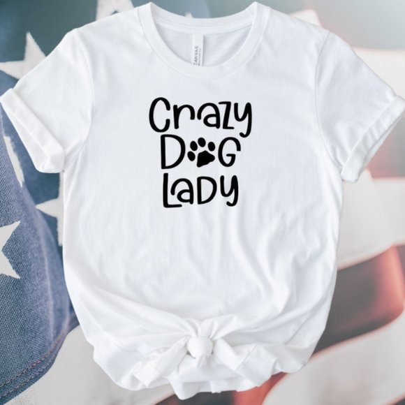 Soft Comfy Graphic Tee Crazy Dog Lady - Picture 1 of 2